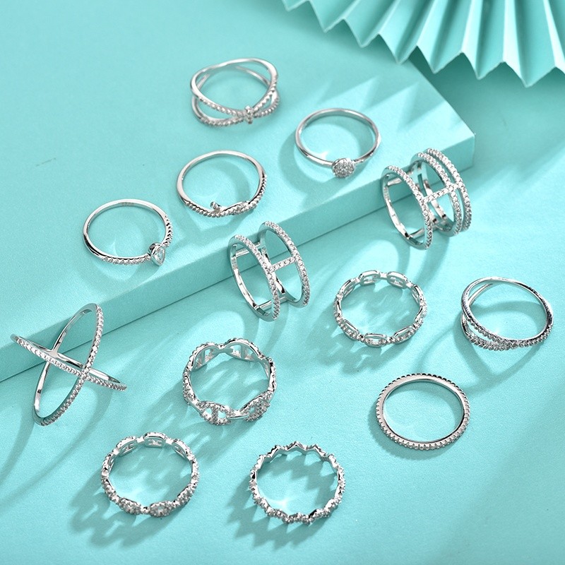 925 Sterling Silver Zircon Rings Manufacturer - Luxury Geometric Layer Engagement Crystal