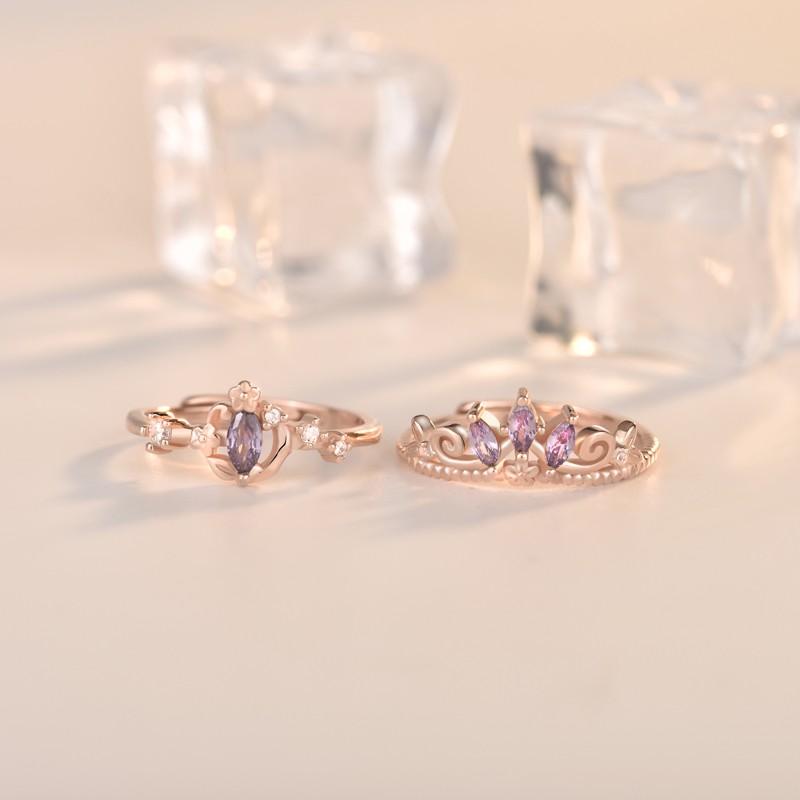925 Sterling Silver Jewelry Set Supplier - Fairy Tale Cartoon Rose Gold Purple Color