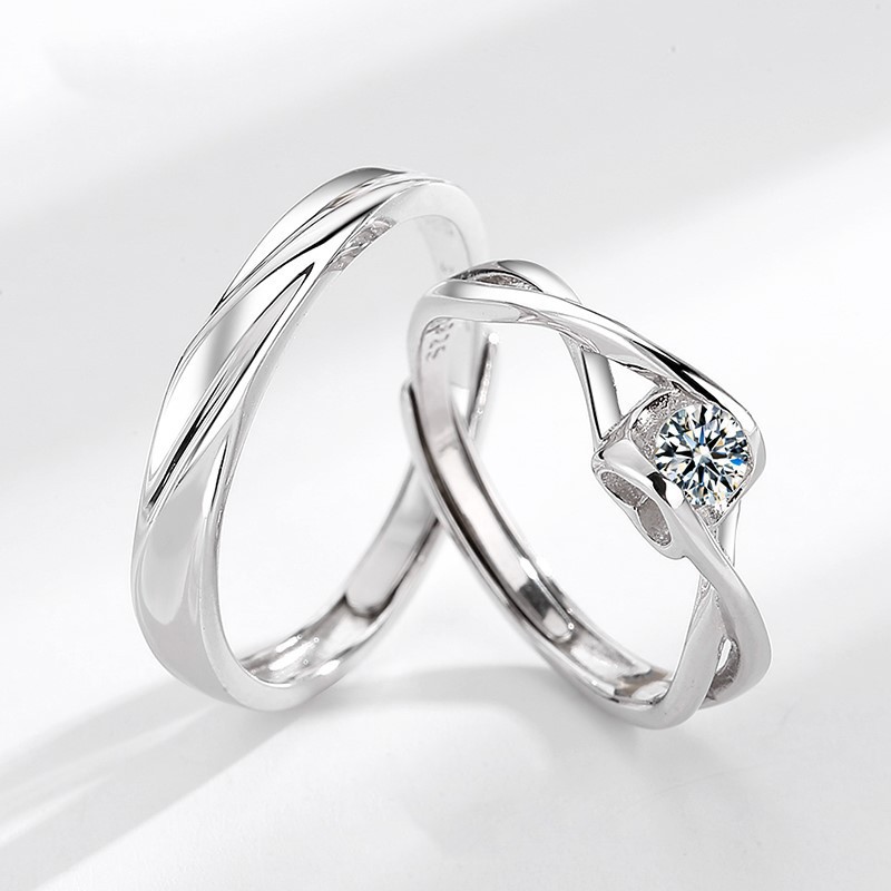 925 Sterling Silver Couple Rings Manufacturer - Custom Cubic Zirconia Eternity Diamond