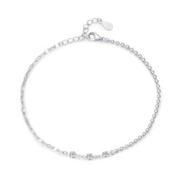 925 Sterling Silver Bracelet Factory - Classic Simple Zircon Stackable Chain Link