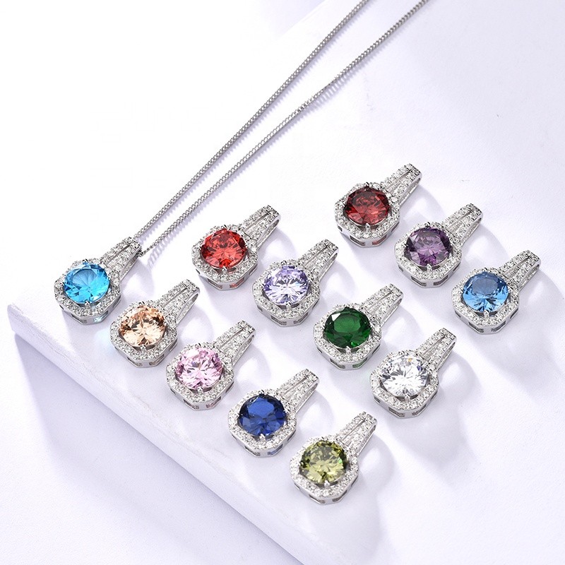 925 Sterling Silver Pendant Factory - Zirconia Fashion Birthstones Charms Women Gift