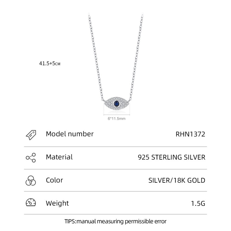 925 Sterling Silver Evil Eye Necklace Supplier - Full Pave CZ Diamond Lucky Pendant