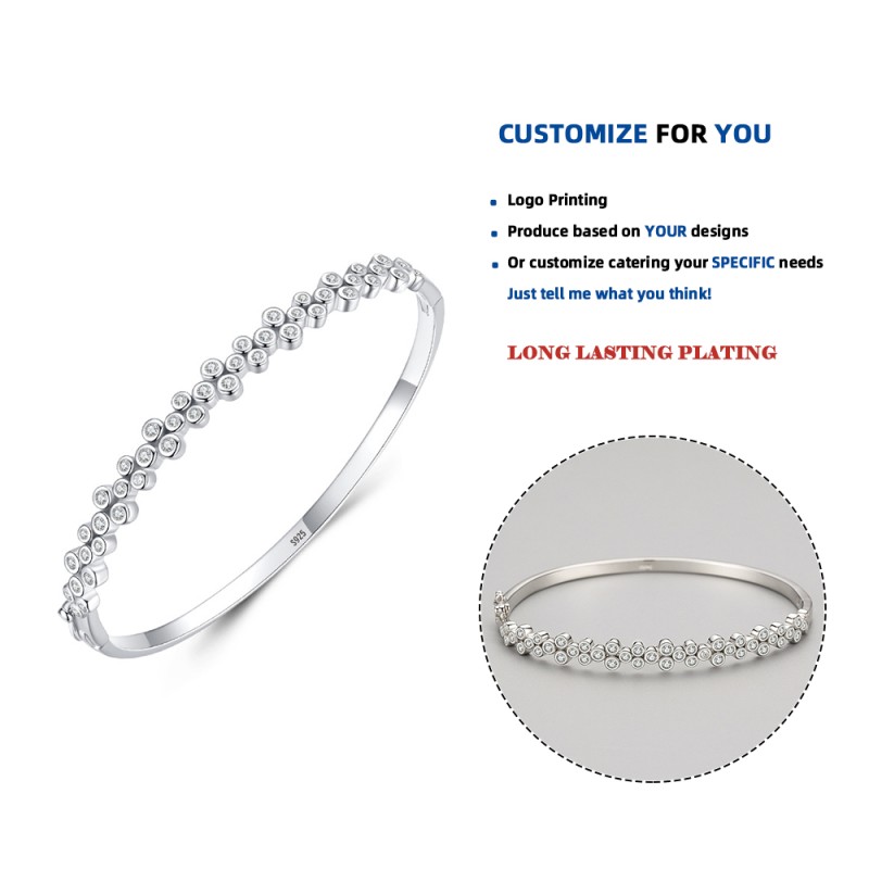 925 Silver Bangles Manufacturer - High End Charms Cubic Zirconia Fine Jewelry Bracelets