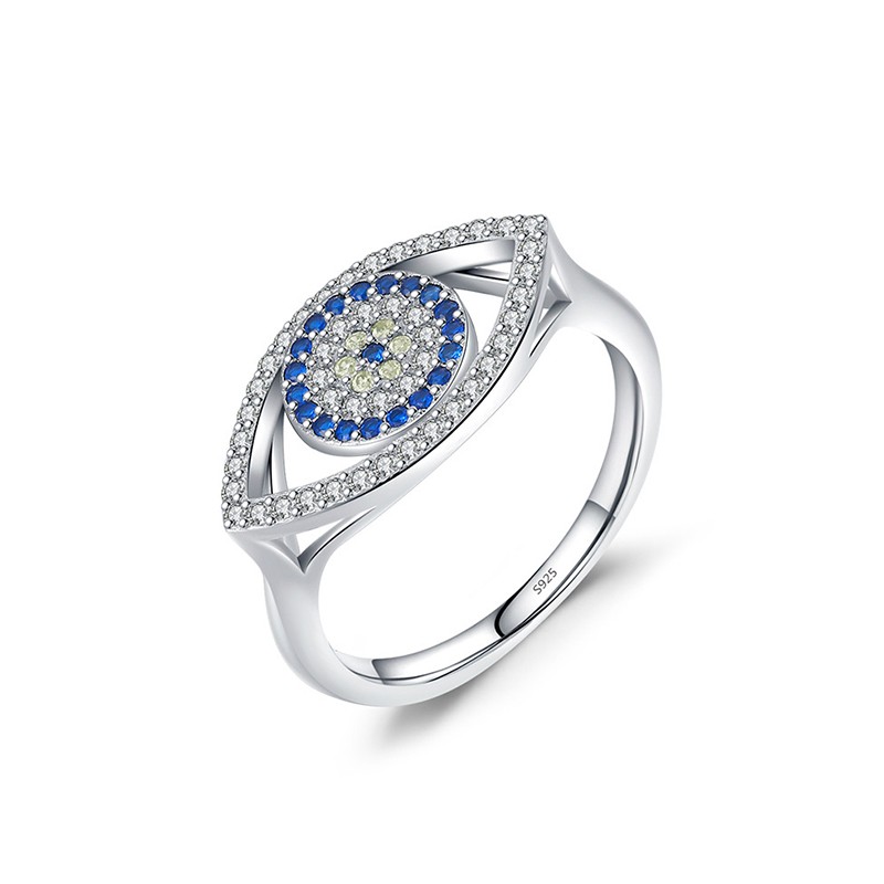 925 Sterling Silver Evil Eye Ring Supplier - Light Luxury Pave Zircon Women Fine Jewelry