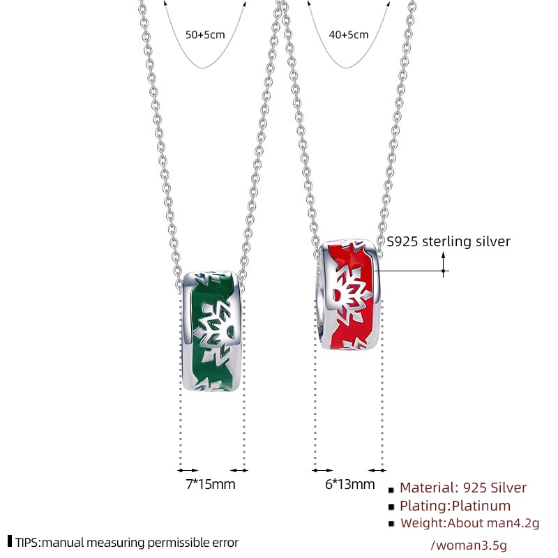 925 Sterling Silver Couple Necklace Manufacturer - Red Green Round Enamel Jewelry Men Women