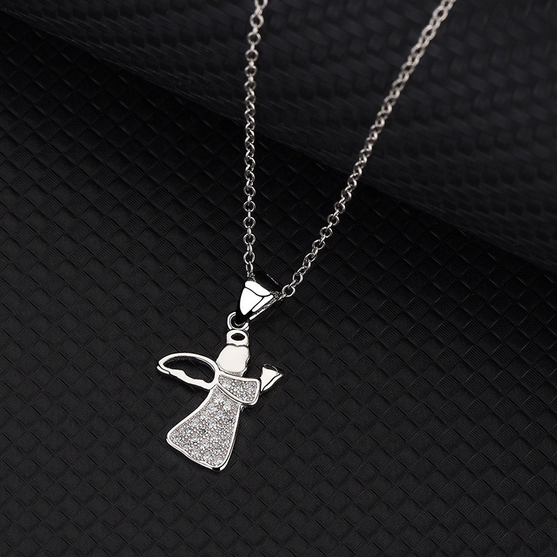 S925 Sterling Silver Pendant Necklace Factory - Micro Inlay Little Angel Zircon Wedding