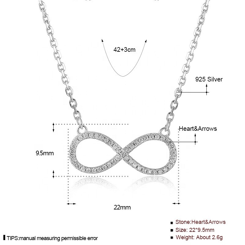 925 Sterling Silver Pendant Necklace Manufacturer - Pave Zircon Forever Love Infinity