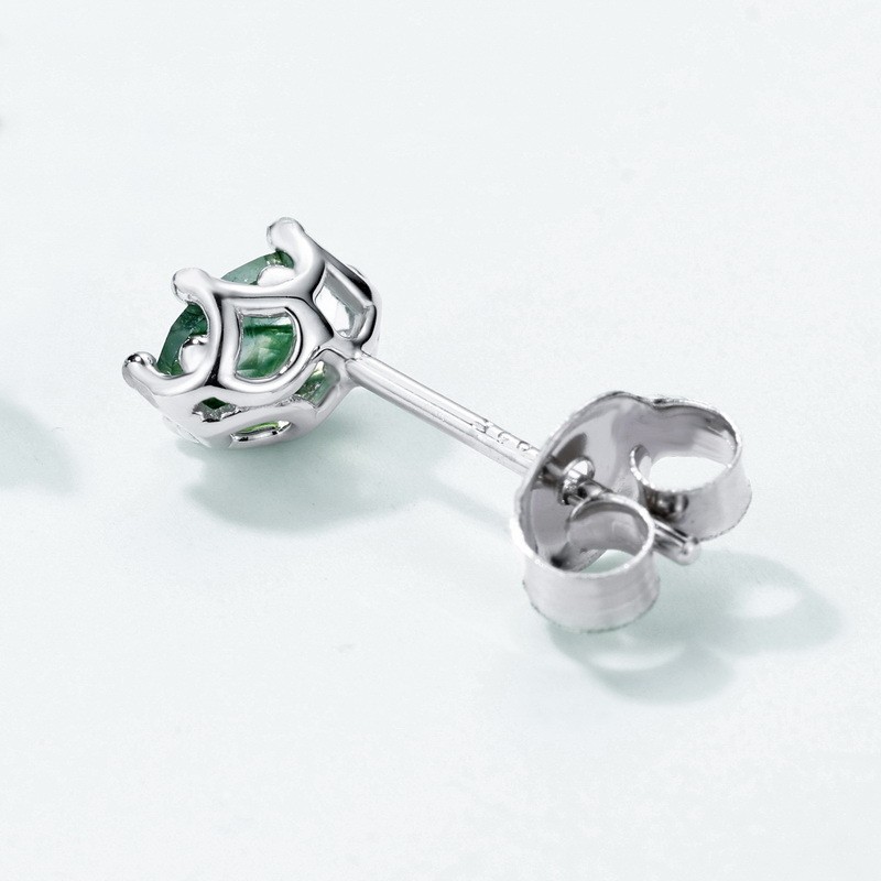 925 Sterling Silver Stud Earrings Supplier - Natural Moss Agate Teardrop Green Gems
