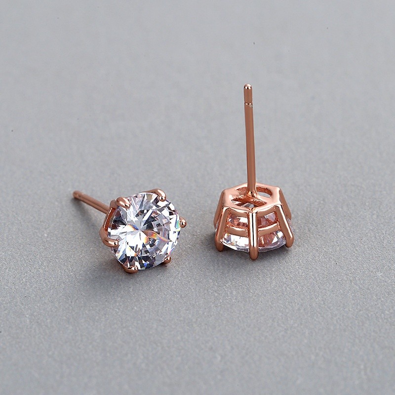 925 Sterling Silver Stud Earrings Supplier - Gold Plated 5A Cubic Zircon CZ Set
