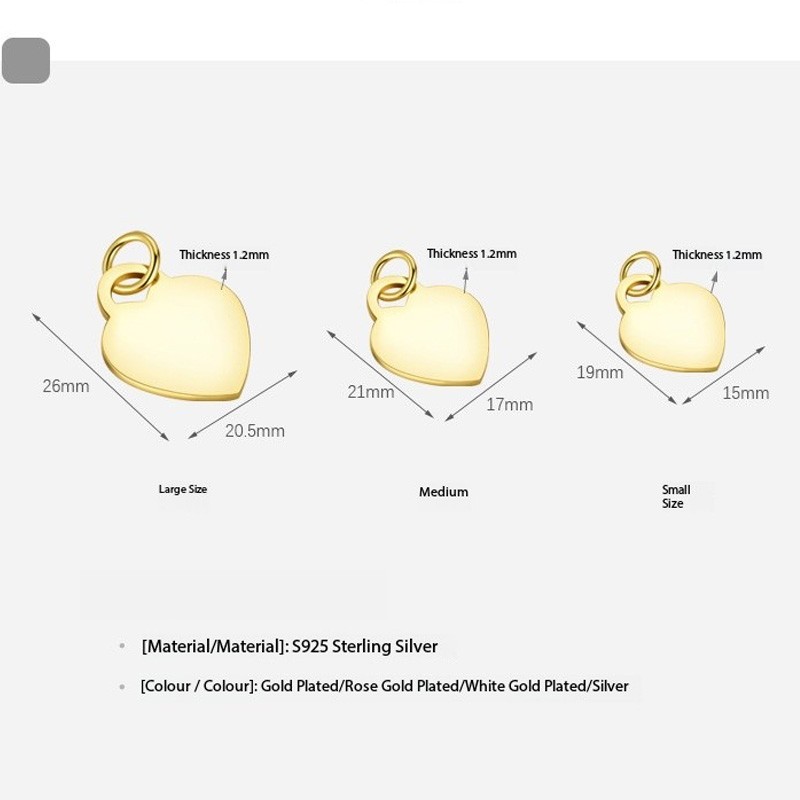 925 Sterling Silver Pendant Manufacturer - Heart Blank Custom Engraved Logo DIY