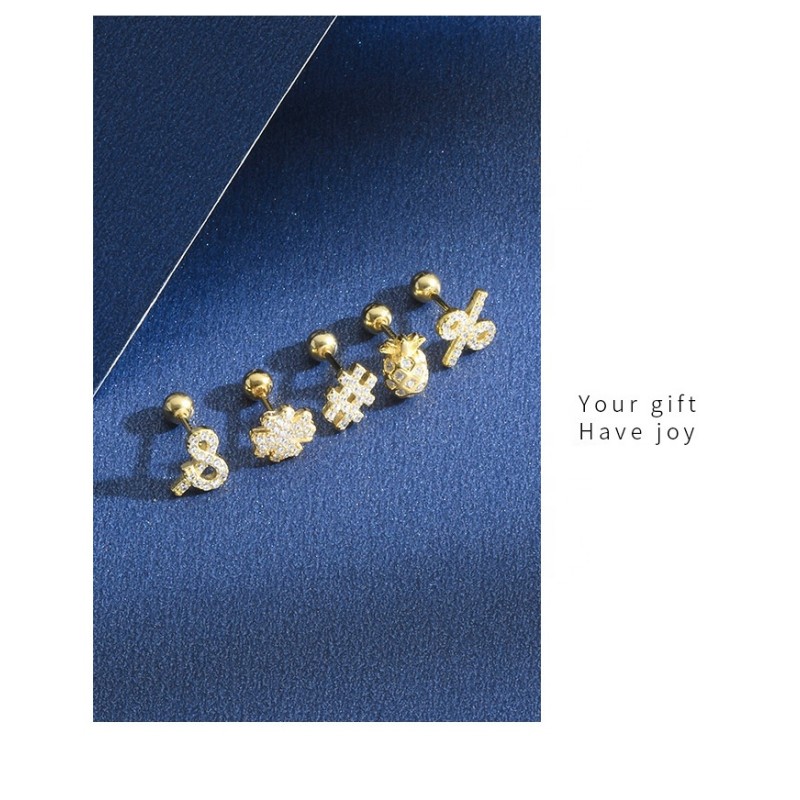 925 Sterling Silver Earrings Factory - Tiny Cartilage Stud Barbell Screw Backs