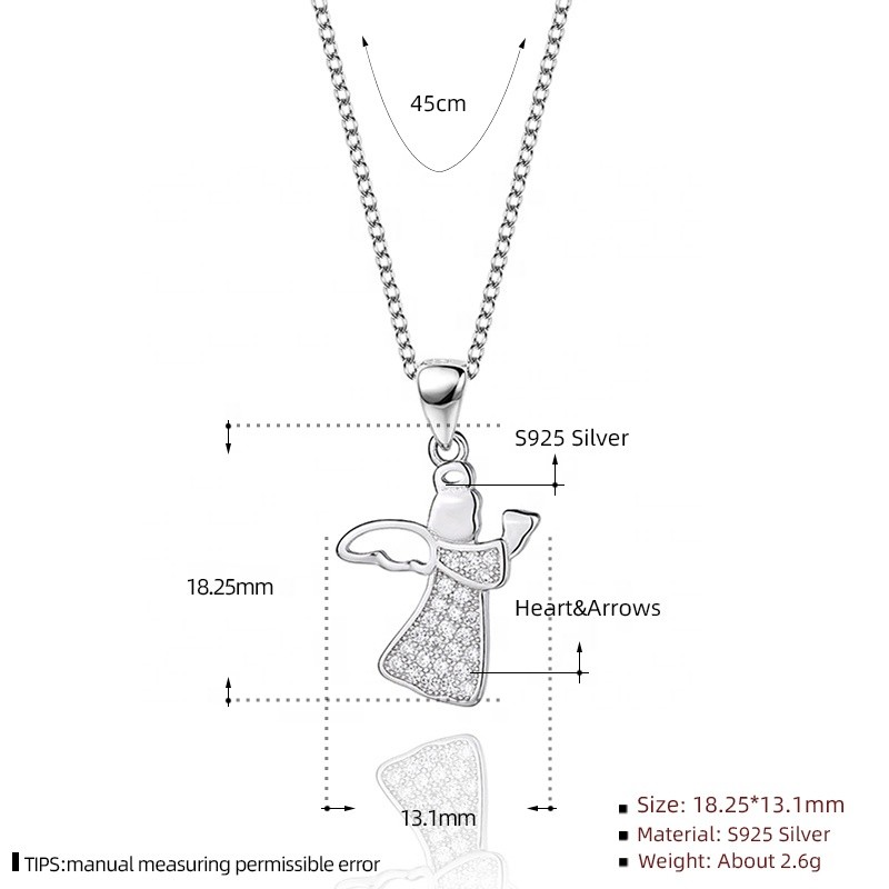 S925 Sterling Silver Pendant Necklace Factory - Micro Inlay Little Angel Zircon Wedding