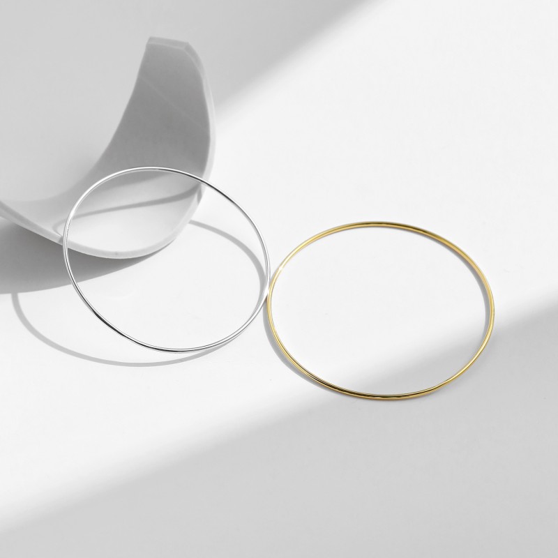 925 Sterling Silver Bangle Manufacturer - Minimalist Smooth Stackable Platinum Plated