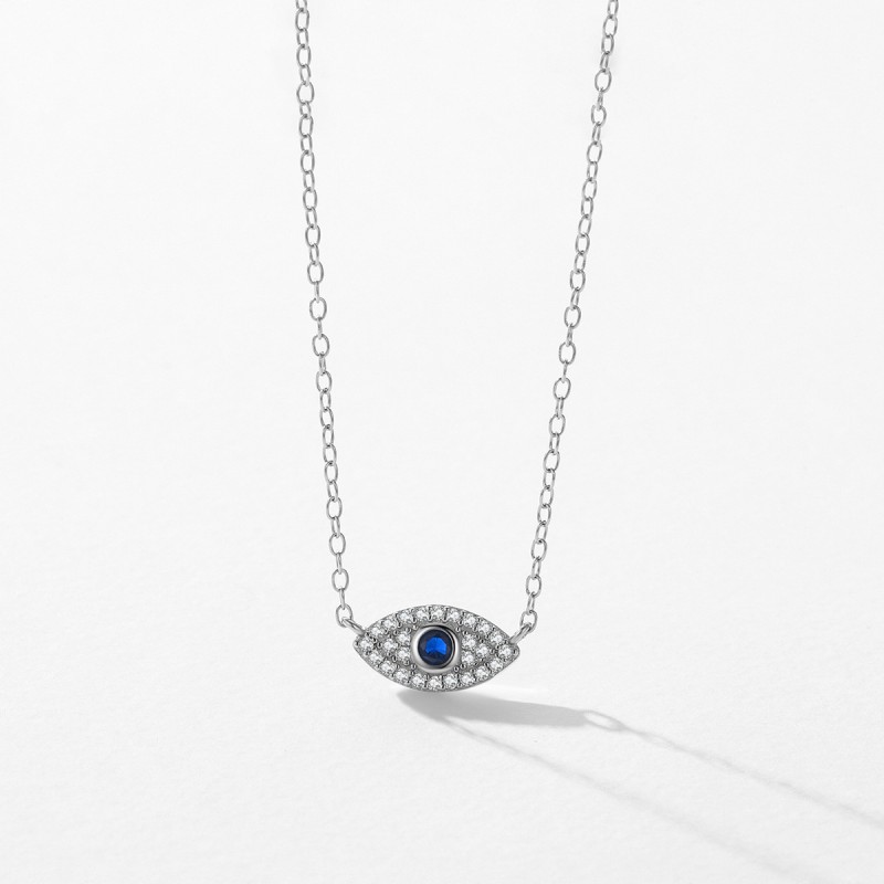 925 Sterling Silver Evil Eye Necklace Supplier - Full Pave CZ Diamond Lucky Pendant