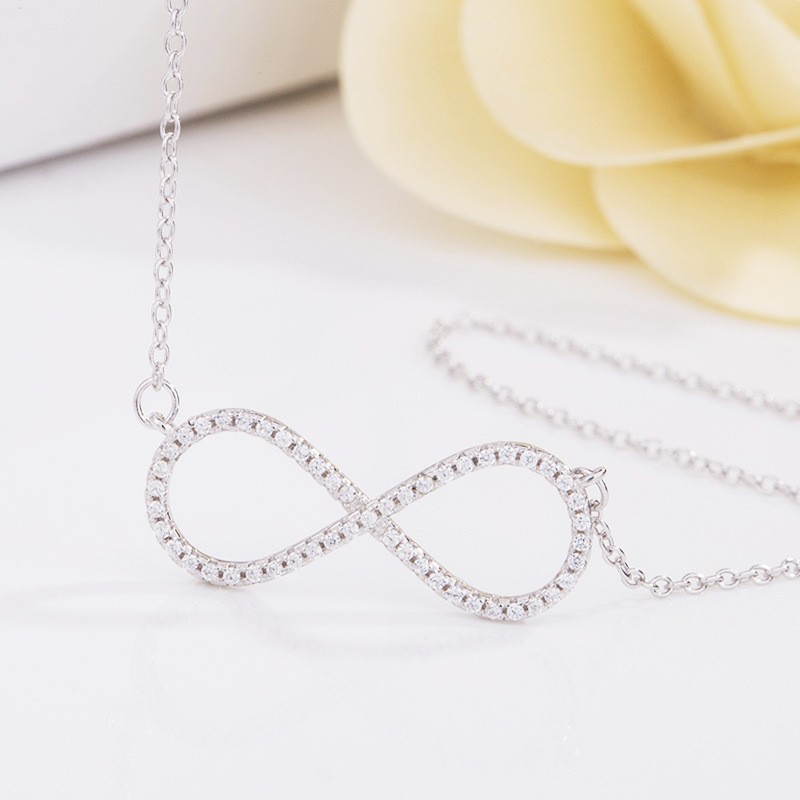925 Sterling Silver Pendant Necklace Manufacturer - Pave Zircon Forever Love Infinity