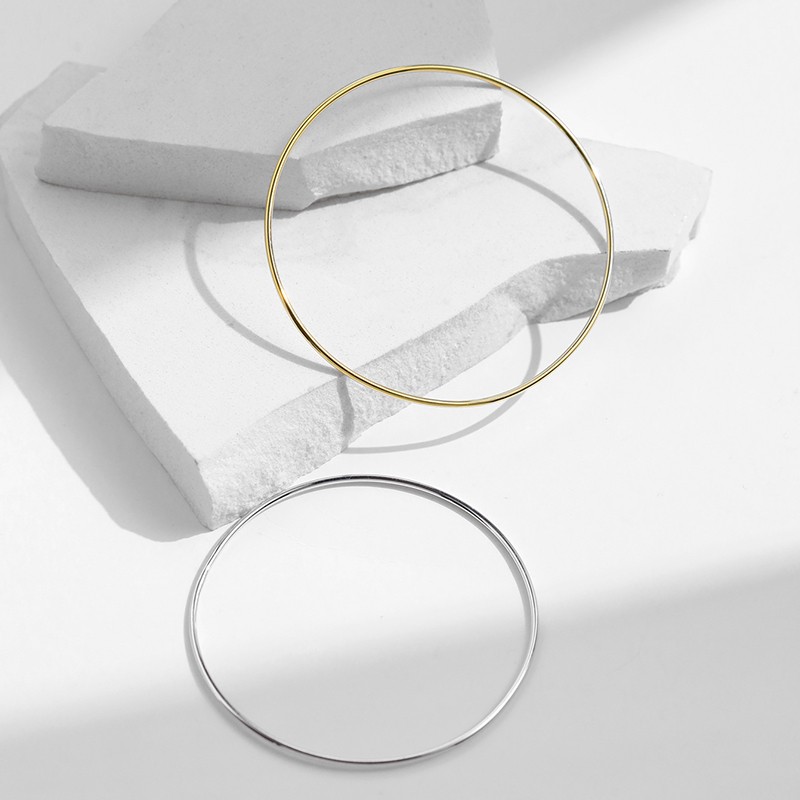 925 Sterling Silver Bangle Manufacturer - Minimalist Smooth Stackable Platinum Plated