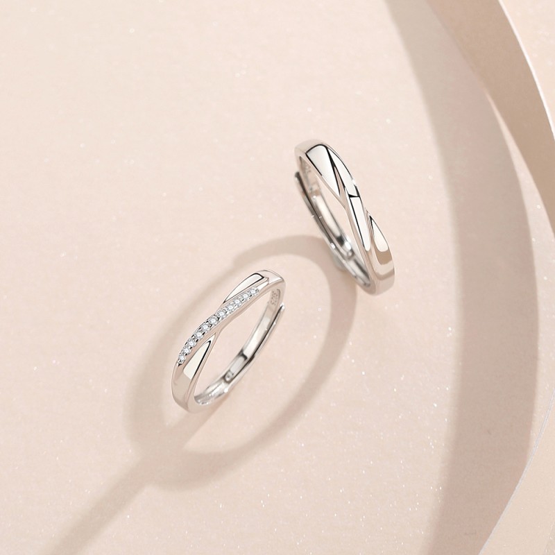 Adjustable Couple Rings Manufacturer - Shiny Diamond Classic Wedding Party Jewelry