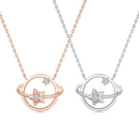 925 Sterling Silver Pendant Necklace Factory - Italy Micro Pave Diamond Locket Planet