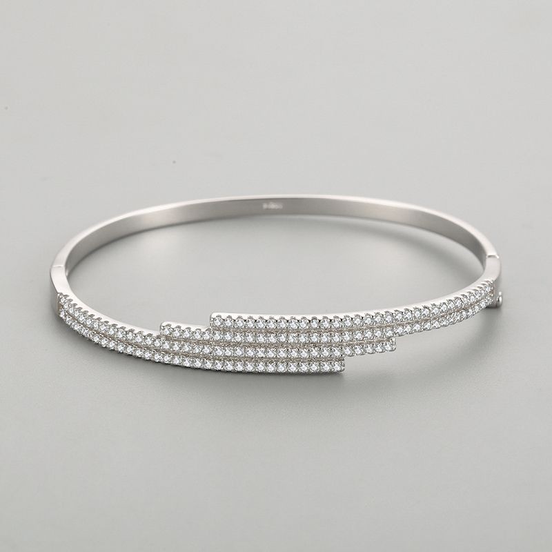 925 Sterling Silver Bangle Bracelet Supplier - Luxury Cubic Zircon Fine Jewelry Women