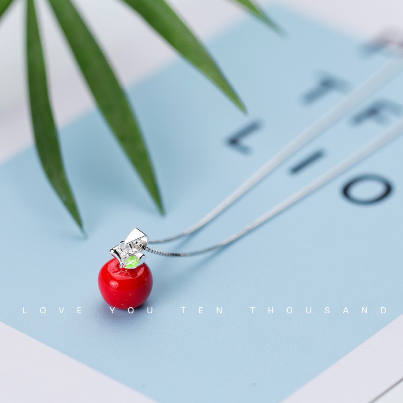 Christmas Pendant Necklace Manufacturer - Red Apple Lovely Clavicular Chain Simple Gift