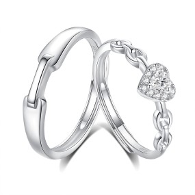 925 Sterling Silver Heart Rings Supplier - Free Size Non-Tarnishing Adjustable Wedding