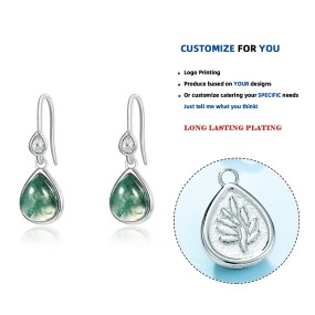 Natural Stone Earrings Manufacturer - Waterdrop Agate Dangle Labradorite Women Wholesale