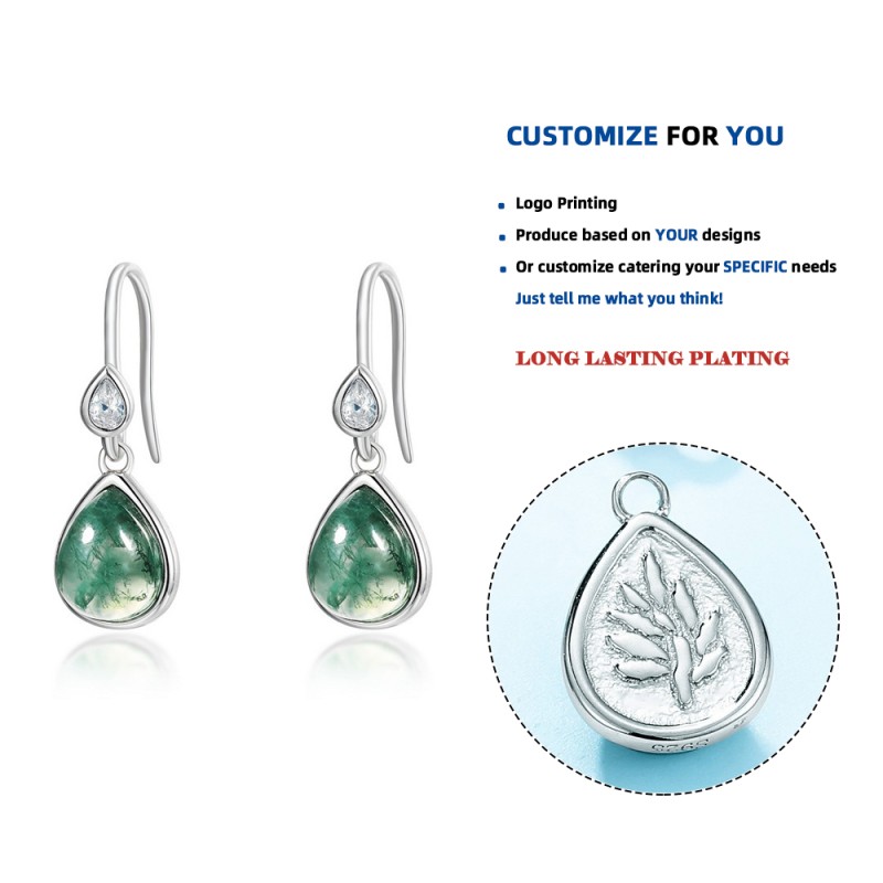 Natural Stone Earrings Manufacturer - Waterdrop Agate Dangle Labradorite Women Wholesale