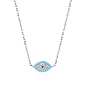 925 Sterling Silver Evil Eye Necklace Supplier - Fashion Pave Zircon Diamond Lucky Pendant