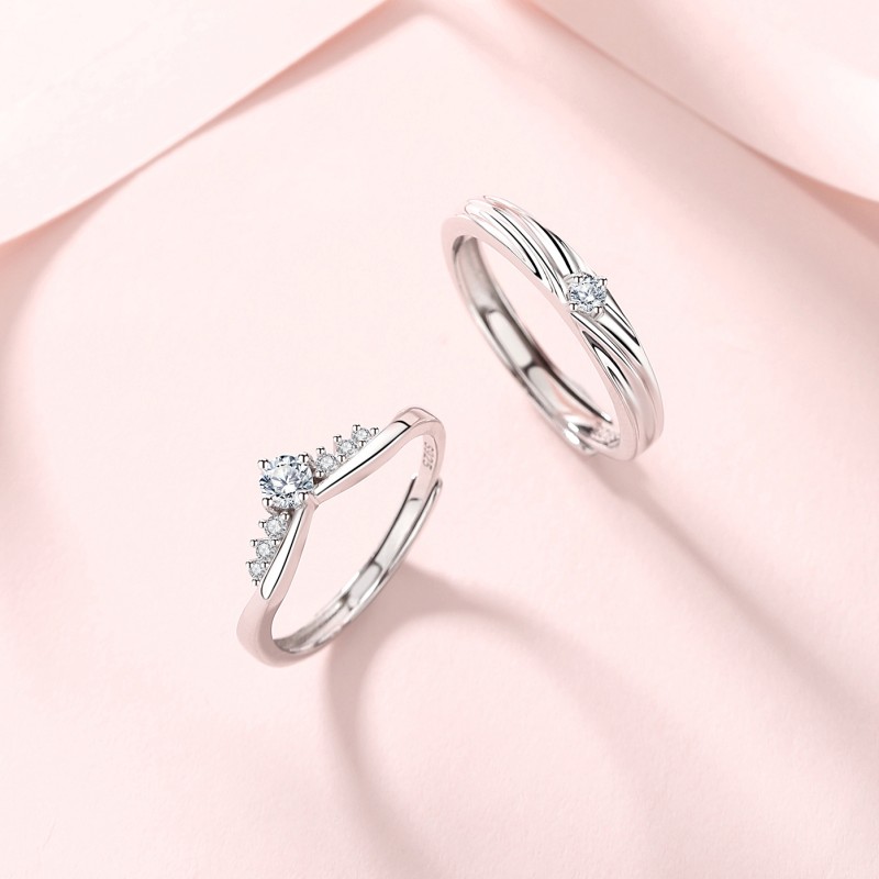 Sterling Silver Couple Rings Factory - Platinum Color Lovers Men Women Jewelry Plated