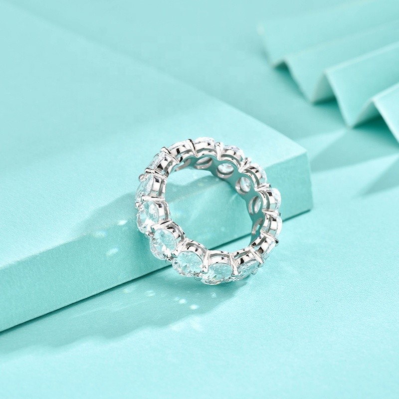 925 Sterling Silver Tennis Rings Factory - Iced Out Zircon Gemstone Oval Cut Baguette