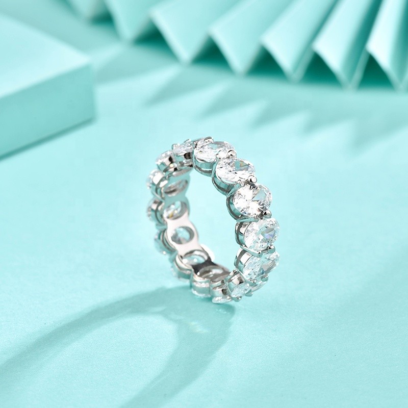 925 Sterling Silver Tennis Rings Factory - Iced Out Zircon Gemstone Oval Cut Baguette
