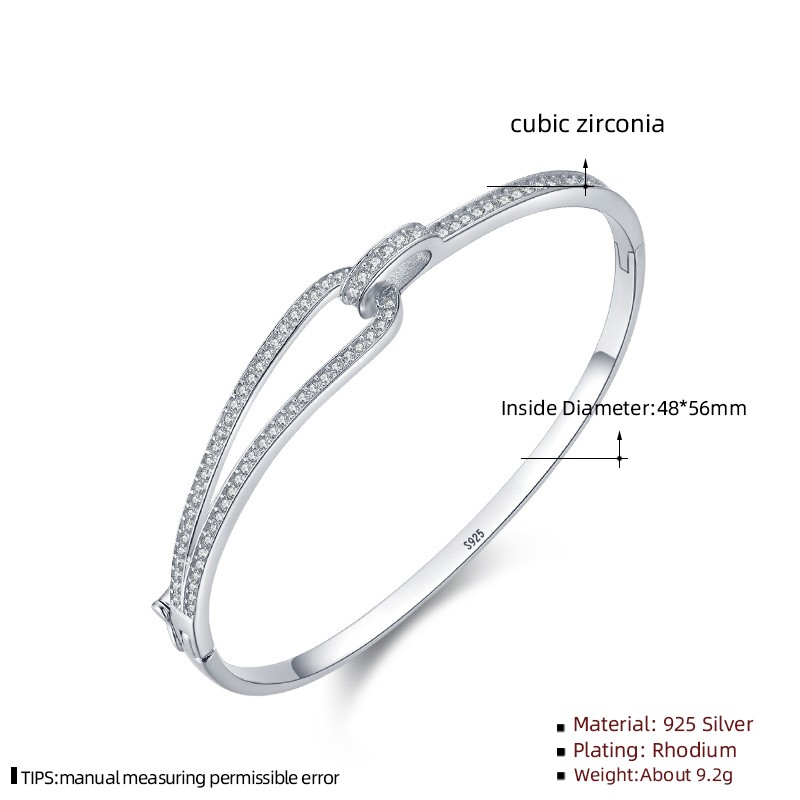 925 Sterling Silver Bracelet Supplier - Irregular Geometric Dazzling Clear Zircon