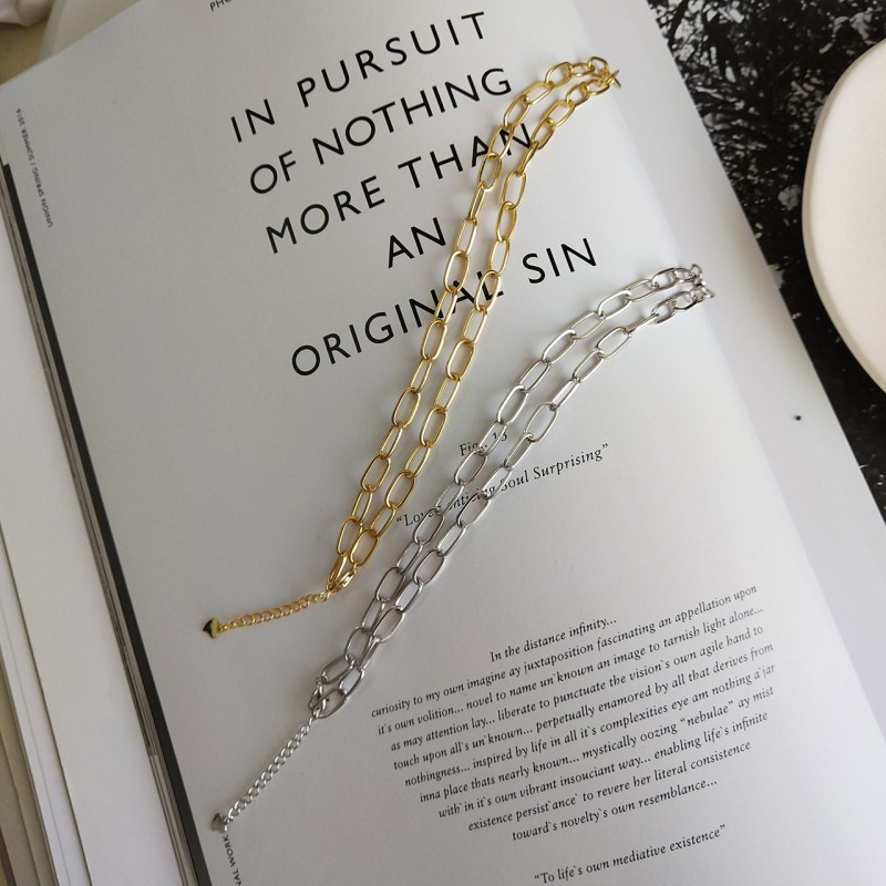 925 Sterling Silver Choker Necklace Factory - Gothic Paperclip Link Chains Hip Hop