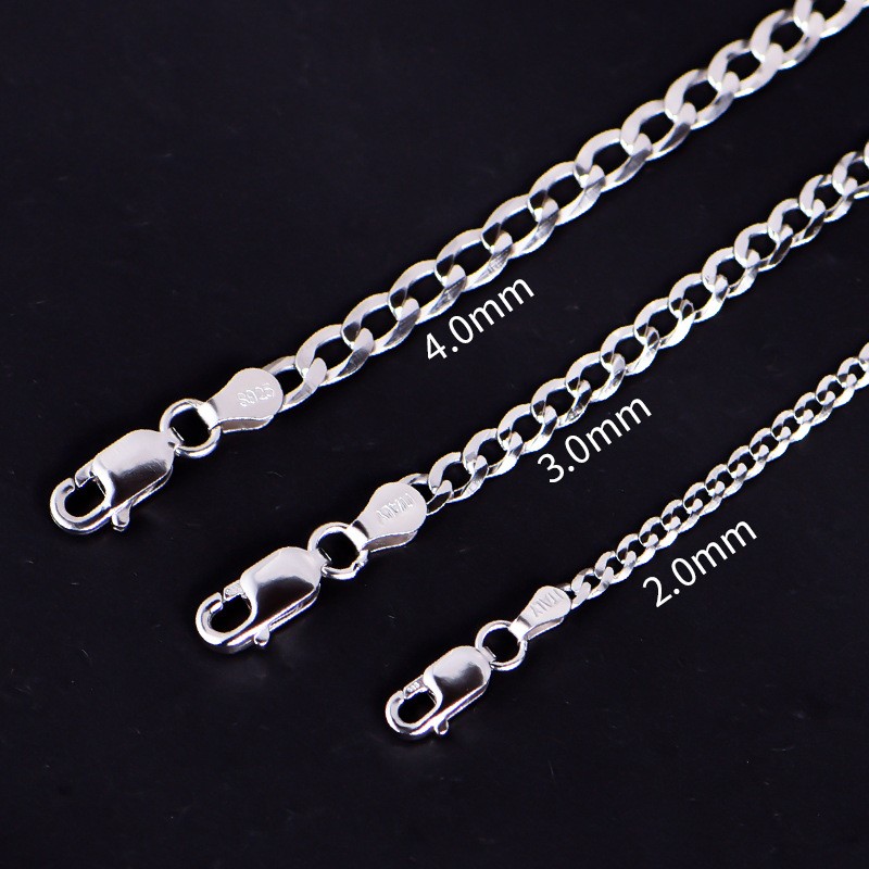 925 Sterling Silver Cuban Chain Factory - 2-7mm Width Hip Hop Fine Jewelry Necklace