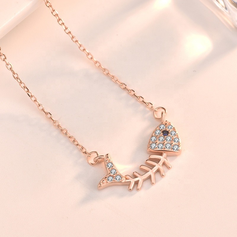 925 Sterling Silver Pendant Necklace Supplier - Original Design Fishbone Ocean Summer