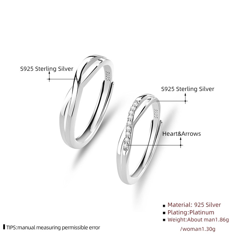 Sterling Silver Couple Rings Supplier - Platinum Color Lovers Fashion Jewelry Plated