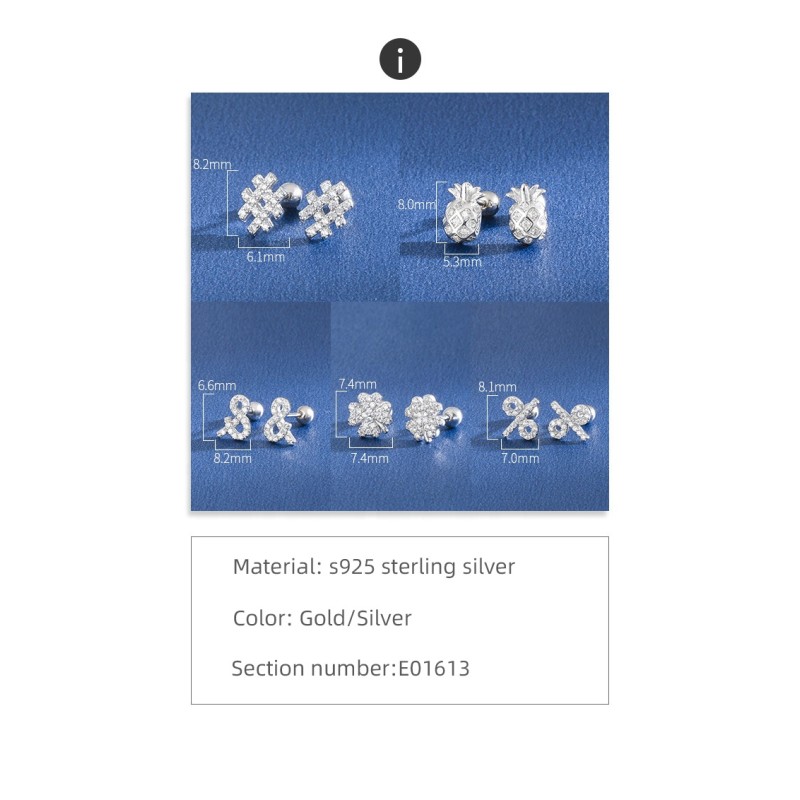 925 Sterling Silver Earrings Factory - Tiny Cartilage Stud Barbell Screw Backs