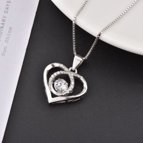 925 Sterling Silver Necklace Supplier - Dancing Zircon Jewelry Infinity Love Heart