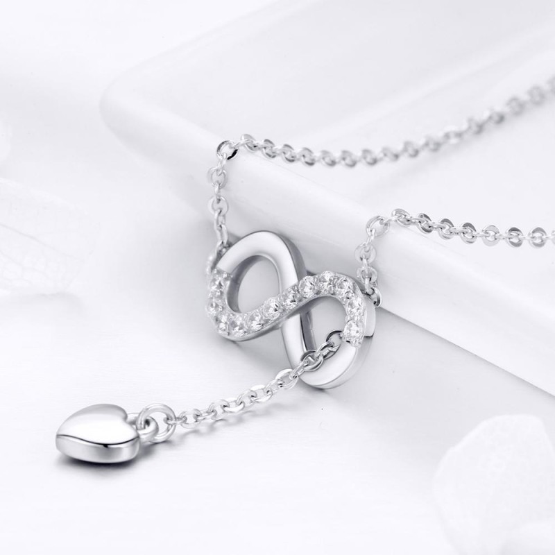925 Sterling Silver Necklace Factory - Infinity Forever Love Chain Dangle Lariat