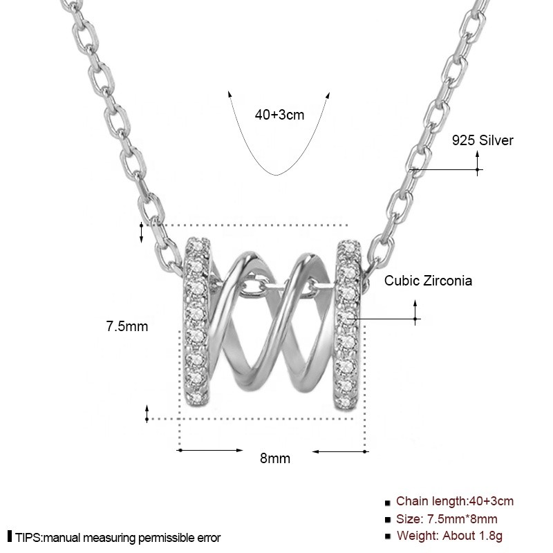 925 Silver Necklace Factory - Micro Pave CZ Waving Twist Rose Gold Filled