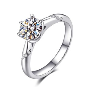 925 Sterling Silver Ring Manufacturer - Classic Charming Six Claw Zircon Moissanite