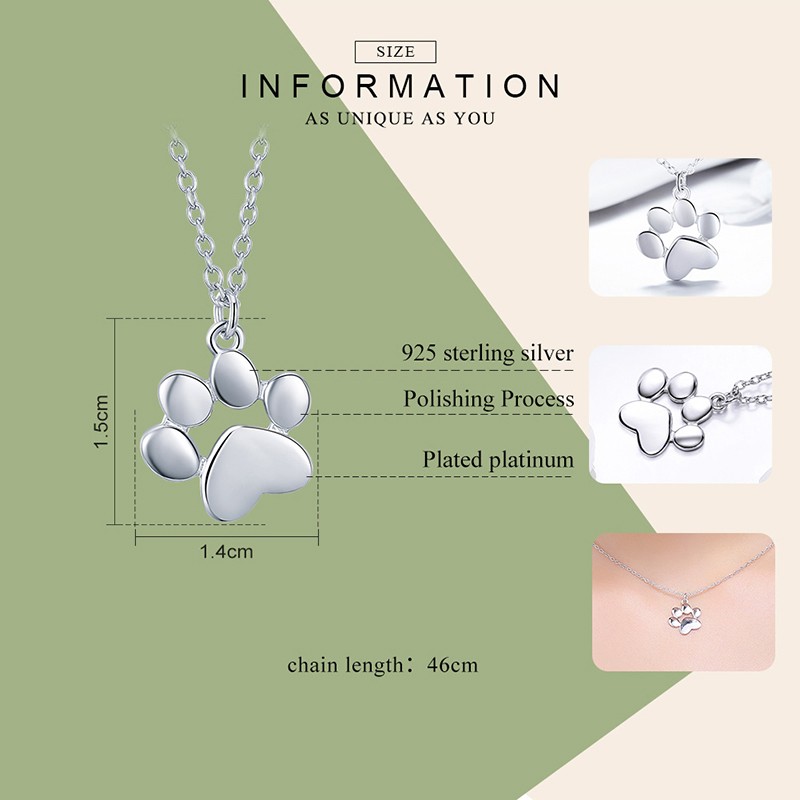 925 Sterling Silver Jewelry Set Manufacturer - Animal Footprints Cat Dog Paw Necklace