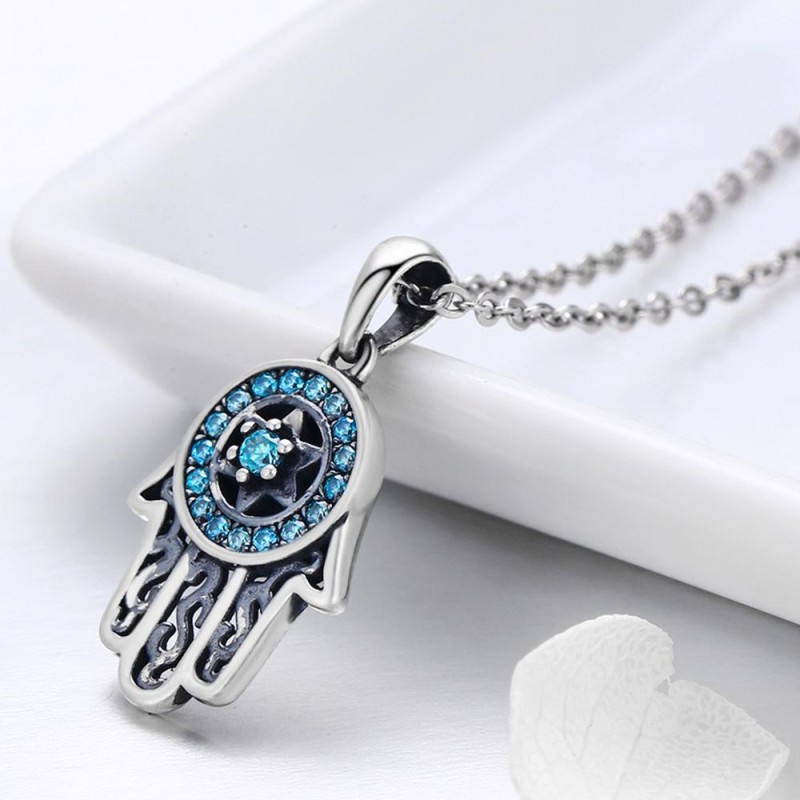 925 Sterling Silver Pendant Necklace Manufacturer - Vintage Boho Zircon Fatima Hamsa Hand