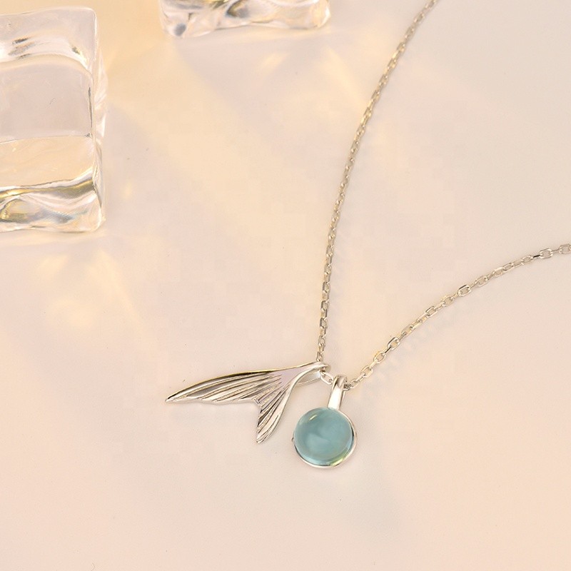 925 Sterling Silver Pendant Necklace Supplier - Ocean Mysterious Blue Mermaid Tail