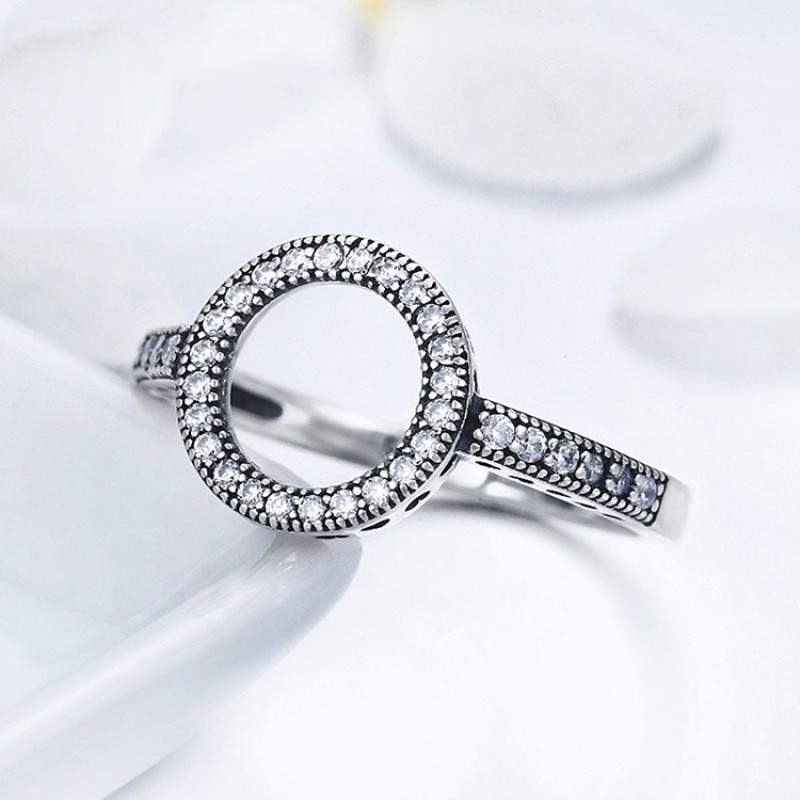 925 Sterling Silver Ring Manufacturer - Eternity Love Genuine Black CZ Hollow Circle