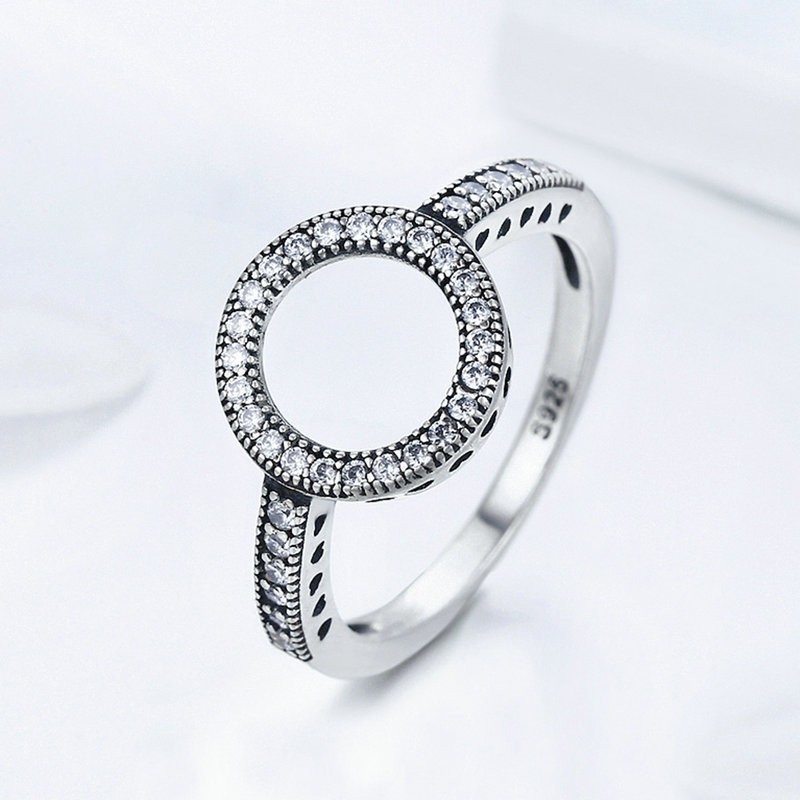 925 Sterling Silver Ring Manufacturer - Eternity Love Genuine Black CZ Hollow Circle