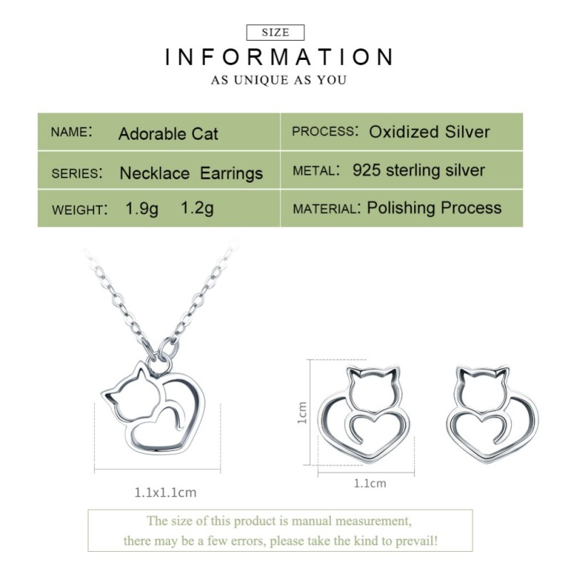 925 Sterling Silver Jewelry Set Supplier - Fashion Cute Cat Animal Zirconia Kids Sets