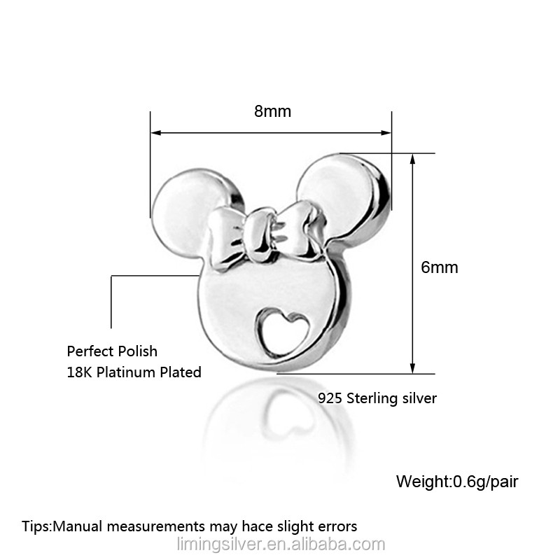 925 Sterling Silver Stud Earrings Factory - Minnie Gift Box Christmas Earrings