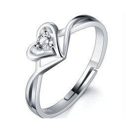 925 Sterling Silver Ring Supplier - Charming White Gold Plated Girls Heart Shaped