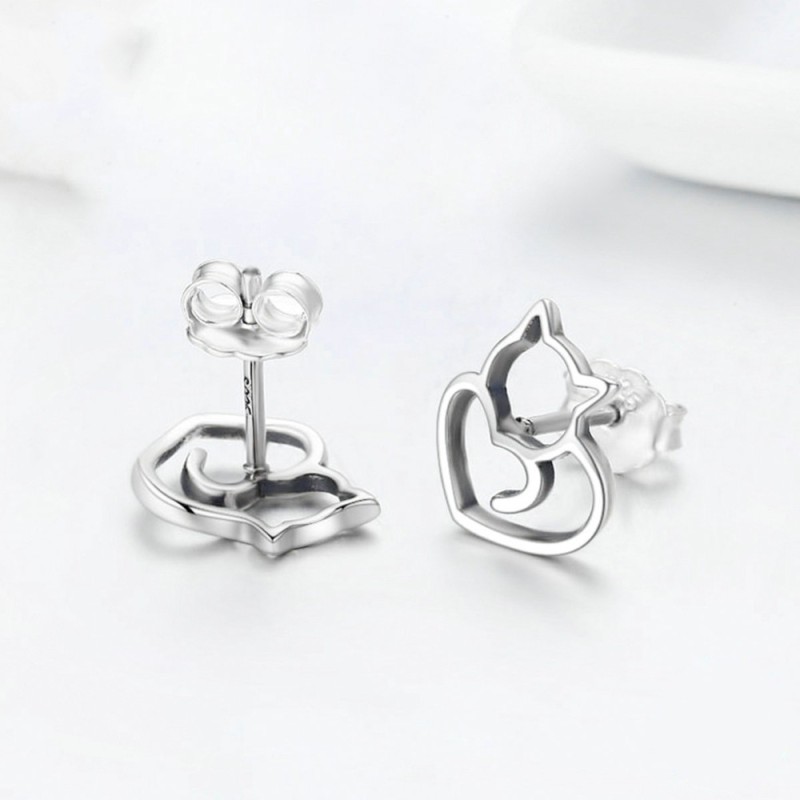 925 Sterling Silver Jewelry Set Supplier - Fashion Cute Cat Animal Zirconia Kids Sets